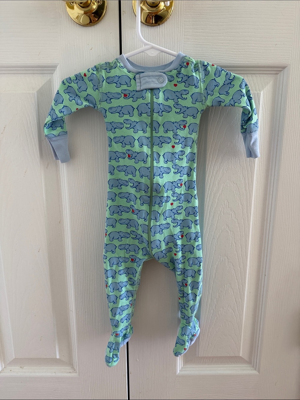 The Beaufort Bonnet Company Green Elephant-Print Footed Pajamas